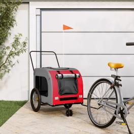 Pet bike trailer red and grey oxford fabric, iron, pvc small
