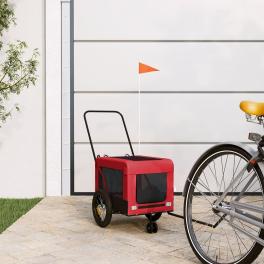 Pet bike trailer red and black oxford fabric, iron, pvc medium