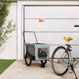 Pet bike trailer grey and black oxford fabric, iron, pvc medium