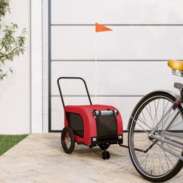 Pet bike trailer red and black oxford fabric, iron, pvc durable