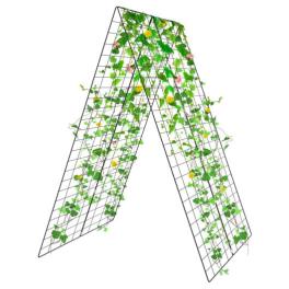 2 pieces foldable a-frame trellis plant supports with twist ties-green