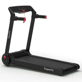 3hp electric folding treadmill with bluetooth speaker-red - color: red
