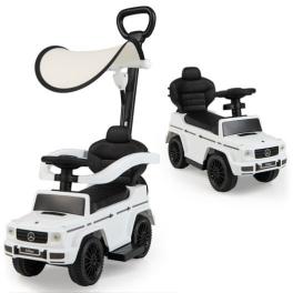3-in-1 ride on push car mercedes benz g350 stroller sliding car with canopy-white - color: white
