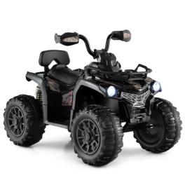 12v kids ride on atv 4 wheeler with mp3 and headlights-solid black - color: solid black