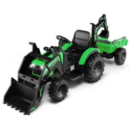 12v 3 in 1 kids ride on excavator with shovel bucket and music-green - color: green