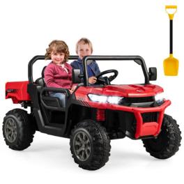 24v ride on kids car with dump bed and remote control-red - color: red