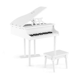 30-key kids piano keyboard toy with bench piano lid and music rack-white - color: white