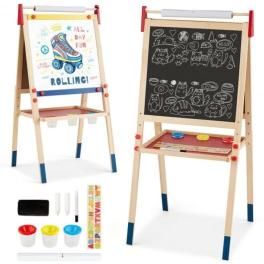 All-in-one wooden height adjustable kid's art easel with magnetic stickers and paper - color: multicolor
