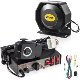 Vevor 200w siren bundle 8 tones emergency warning siren with pa speaker mic system vehicle siren box fit for police, ambulance, fire fighting and engineer vehicles