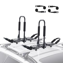 Vevor kayak roof rack 1 pair j-bar, soft roof rack, top mount tie down, carrier for kayak, surf board, canoe, sup, ski board, mount on car, suv, truck, 2 kayaks