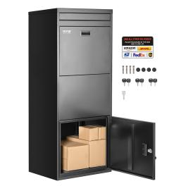 Package delivery boxes for outside, 47.2 in mailbox for parcel with lock, galvanized steel package drop box with anti-theft design, weather-resistant package mailbox for home and office, black