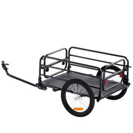 Bike cargo trailer, 160 lbs load capacity, heavy-duty bicycle wagon cart, foldable compact storage & quick release with universal hitch, 16" wheels, safe reflectors, fits 22"-28" bike wheels