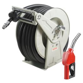 Vevor fuel hose reel, 1" x 50', extra long retractable diesel hose reel, heavy-duty carbon steel construction with automatic fuel nozzle, nbr rubber hose for aircraft ship vehicle tank truck, 300 psi
