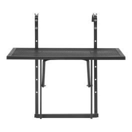 Balcony hanging table, 19 x 24 in metal folding balcony railing table, outdoor balcony bar table for railings, 5-level adjustable, fit railing from 1" to 4.7", serving table for patio & deck