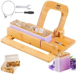 Vevor soap cutter, 0-2 inch adjustable thickness, bamboo soap slicer with adjustable stainless steel wire, multi handmade soap wire cutter for loaf, candles, cheese, butter, diy making cutting tool