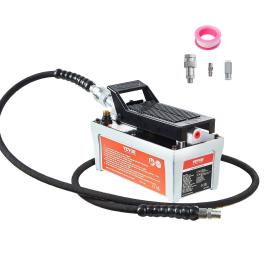 Vevor air hydraulic pump, 10,000 psi 1/2 gal reservoir, npt 3/8" oil outlet, npt 1/4" inlet, 6.6 ft pipe, foot actuated hydraulic pump air treadle for auto body frame machines and pulling post, gray