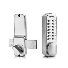 Mechanical keyless entry door lock, 14 key mechanical door lock, mechanical keypad door lock with adjustable thumb knob, single-side zinc alloy waterproof keyless gate lock, for home office
