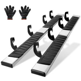 Vevor running boards, 6" step bars compatible with 2007-2018 chevy silverado/gmc sierra 1500 crew cab/2019 2500hd 3500hd 1500 ld, 201 stainless steel side steps nerf bars, 500lbs capacity, 2 piece