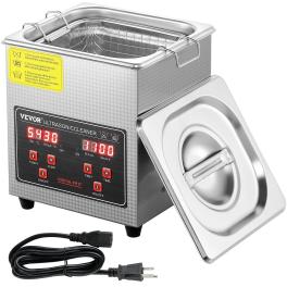 Ultrasonic cleaner with digital timer & heater, professional ultra sonic jewelry cleaner, stainless steel heated cleaning machine for glasses watch rings small parts circuit board (2l)