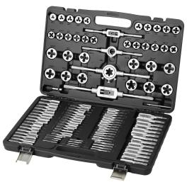 Tap and die set, 110-piece include metric size m2 to m18, bearing steel taps and dies, essential threading tool for cutting external internal threads, with complete accessories and storage case