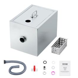 Vevor commercial grease trap, 8 lbs grease interceptor, top inlet interceptor, under sink stainless steel grease trap, 2.8 gpm waste water oil-water separator, for restaurant canteen home kitchen