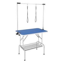 Pet grooming table two arms with clamp, 36''x24'' dog grooming station, foldable pets grooming stand for medium and small dogs, free no sit haunch holder with grooming loop, bearing 330lbs