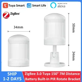 Color: white - tuya smart zigbee 3.0 battery alexa pir motion sensor detector 5-7m 150?&deg; works with zigbee ble5.0 bluetooth mesh gateway hub