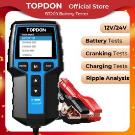 Color: brown, ships from: china - topdon bt200 portable battery tester charging cranking test tools for car 12v automotive diagnostic battery monitor 100-2000cca