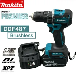 Color: black, plug type: us, ships from: china - makita ddf487 18v brushless electric drill, suitable for five-rope impact drill of decoration team, uses 18v makita battery.