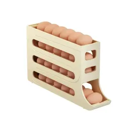 Color: multi - 4 tier egg storage box organizer for refrigerator rolling egg organizer holder fridge storage organizer food storage container