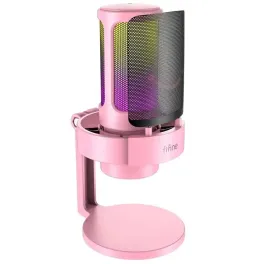 Color: pink, ships from: china - new! usb microphone for recording and streaming on pc and mac,headphone output and touch-mute button,mic with 3 rgb modes -a8