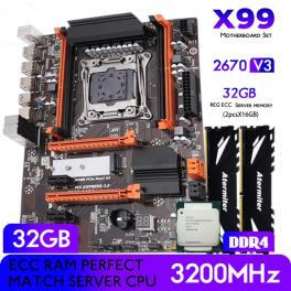 2025 atermiter x99 motherboard kit set with lga 2011-3 xeon e5 2670 v3 cpu processor 32gb ddr4 3200mhz reg ecc ram memory combo