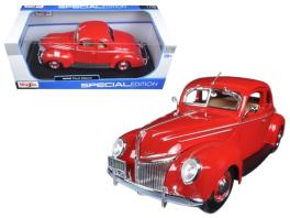 1939 ford deluxe tudor red 1/18 diecast model car by maisto