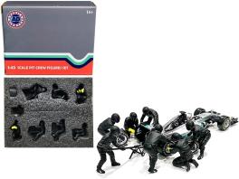 Formula one f1 pit crew 7 figurine set team black release ii for 1/43 scale models by american diorama