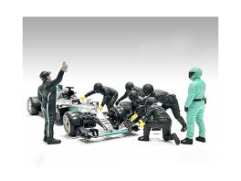 Formula one f1 pit crew 7 figure set team black release iii for 1/43 scale models by american diorama