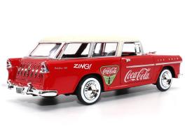 1955 chevrolet bel air nomad red with white top "coca-cola" 1/24 diecast model car by motor city classics