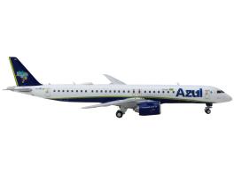 Embraer e195-e2 commercial aircraft "azul brazilian airlines" (ps-aeh) white with blue tail 1/400 diecast model airplane by geminijets