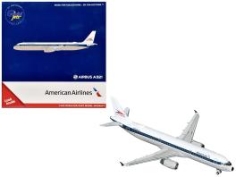 Airbus a321 commercial aircraft "american airlines - allegheny heritage" (n579uw) white with blue stripes 1/400 diecast model airplane by geminijets