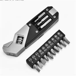 13 in 1 mini wrench multi-function adjustable wrench portable screwdriver 13 bits knife stainless steel outdoor home diy hand tools wrench + batching + oxford bag