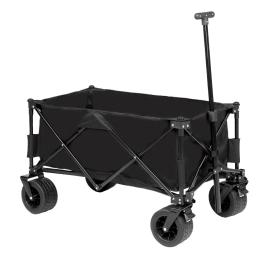Us folding cart large-capacity adjustable handle front swivel wheels outdoor camping beach carts black