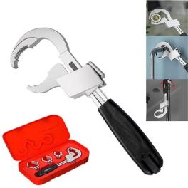 Universal adjustable wrench with 3 chuck multifunctional double-ended bath wrench bathroom repair hand tool as shown