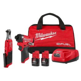 Milwaukee Tool M12 FUEL 1/4" Hex Impact Driver Kit w/ 3/8" High Speed Ratchet