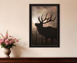 Elk sunrise black framed print wall art