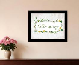 Hello spring black framed print wall art