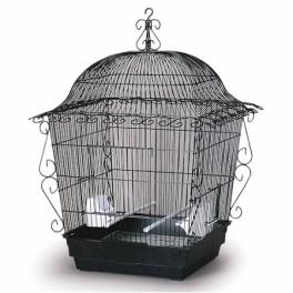 Elegant scrollwork bird cage white