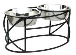 Oval cross double raised feeder large black