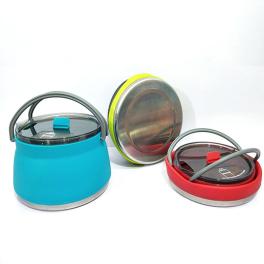 New camping portable silicone folding kettle outdoor compressible folding pot travel silicone kettle