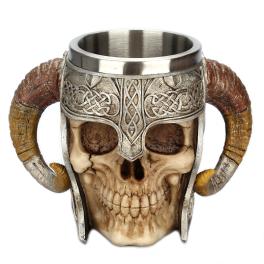Quantity: 2pcs - stainless steel horns helmet skull coffee mug