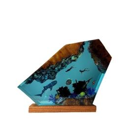 Color: warm light, size: 8x 5 inches - submarine resin diving creative small night lamp