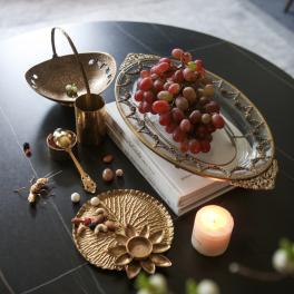 Copper fruit plate snack bowl decoration dining table living room soft decoration crystal fruit plate